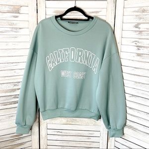 SHEIN | California West Coast Light Green Crewneck Sweatshirt